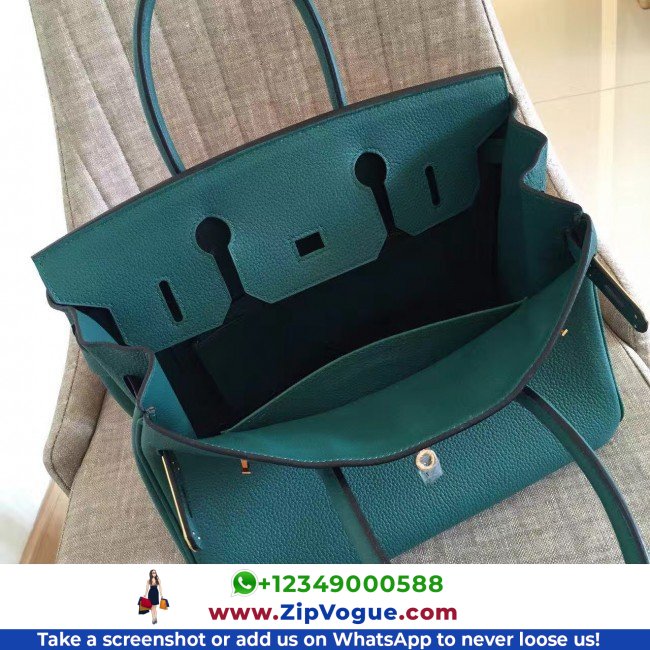 Hermes Malachite Clemence Birkin 35cm Lushentic AAAAA Grade Replica - Image 4