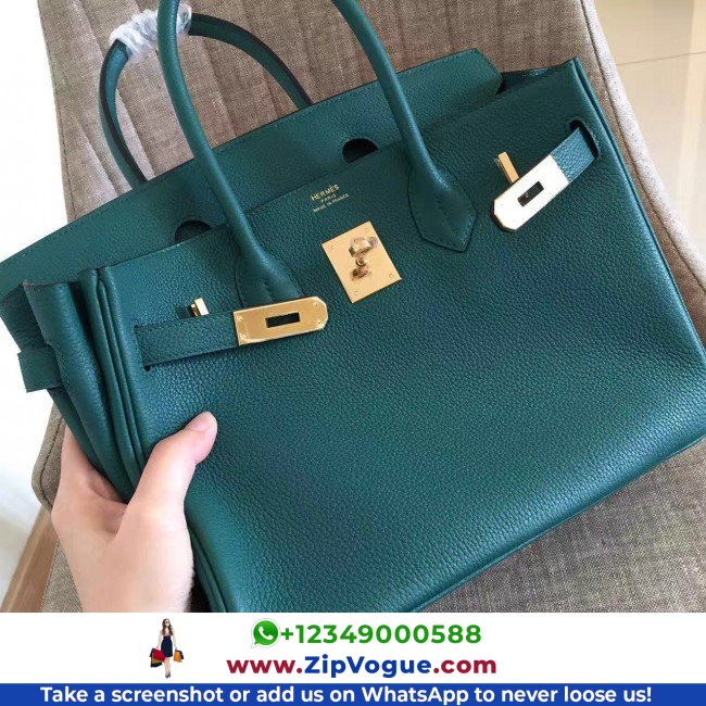 Hermes Malachite Clemence Birkin 35cm Lushentic AAAAA Grade Replica - Image 6