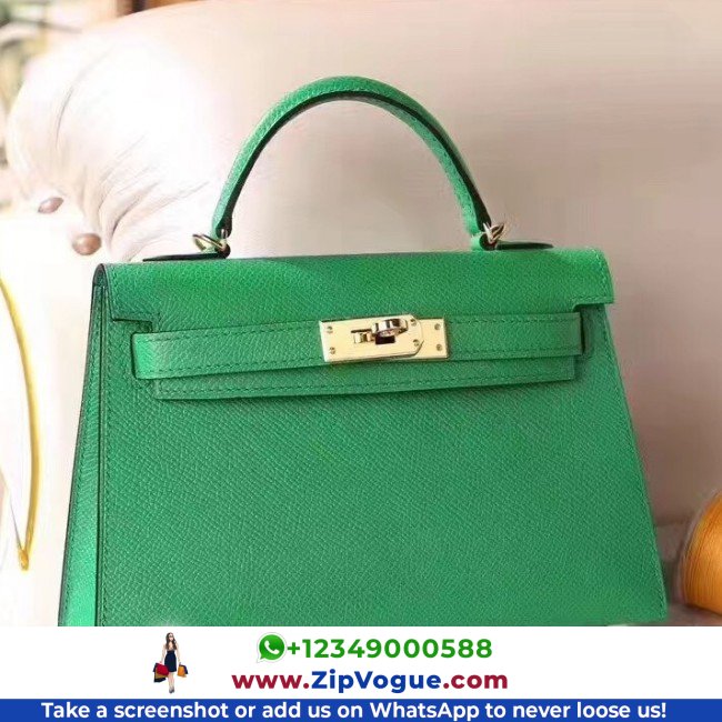 Hermes Bamboo Epsom Kelly Mini II 20cm Lushentic AAAAA Grade Replica