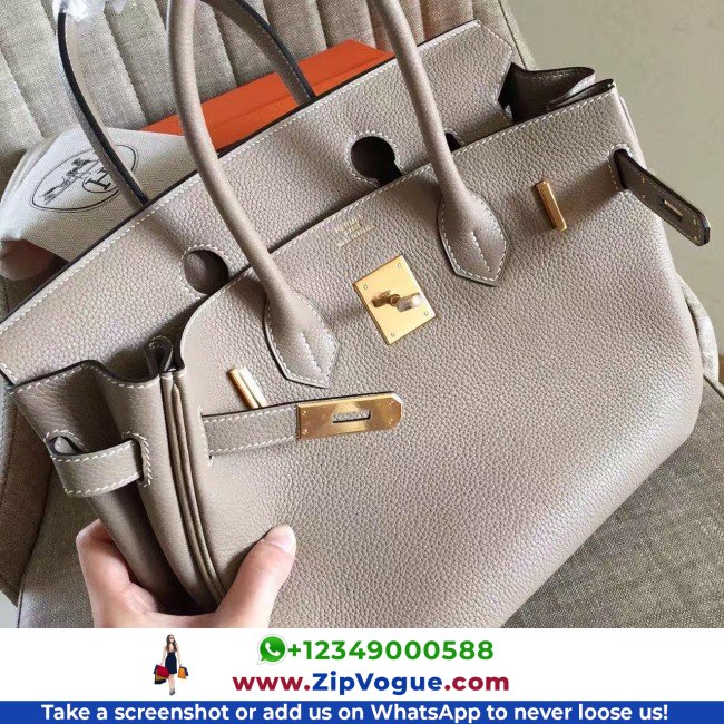 Hermes Grey Clemence Birkin 30cm Lushentic AAAAA Grade Replica - Image 8