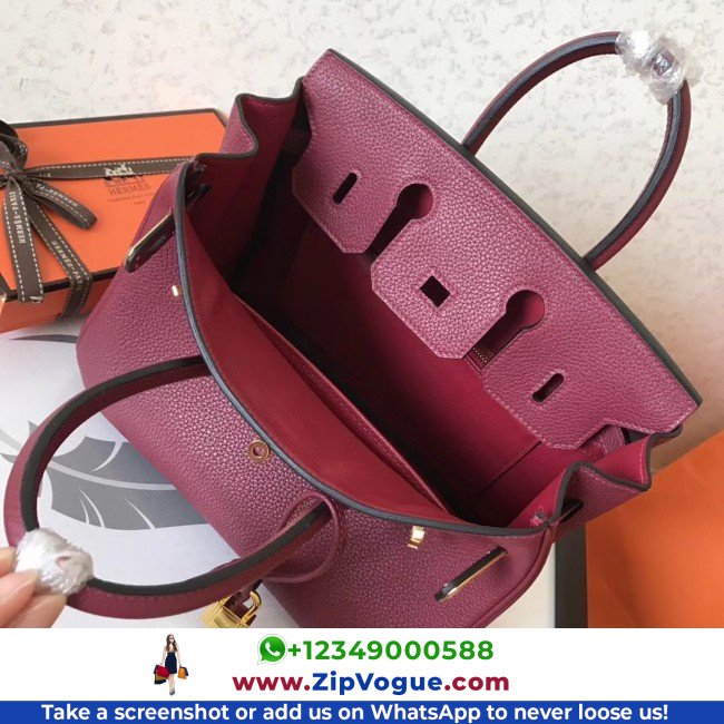 Hermes Ruby Clemence Birkin 25cm Lushentic Grade Replica - Image 8