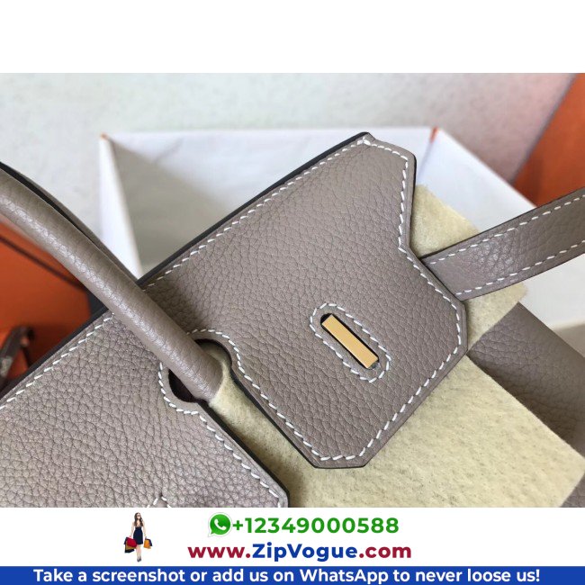 Hermes Tourterelle Clemence Birkin 25cm Lushentic AAAAA Grade Replica - Image 4