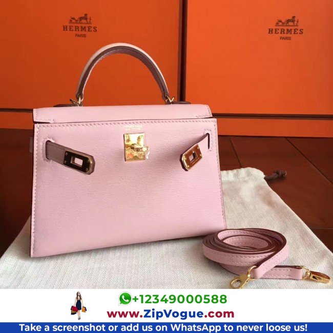 Hermes Rose Dragee Swift Kelly Mini II 20cm Lushentic AAAAA Grade Replica - Image 4