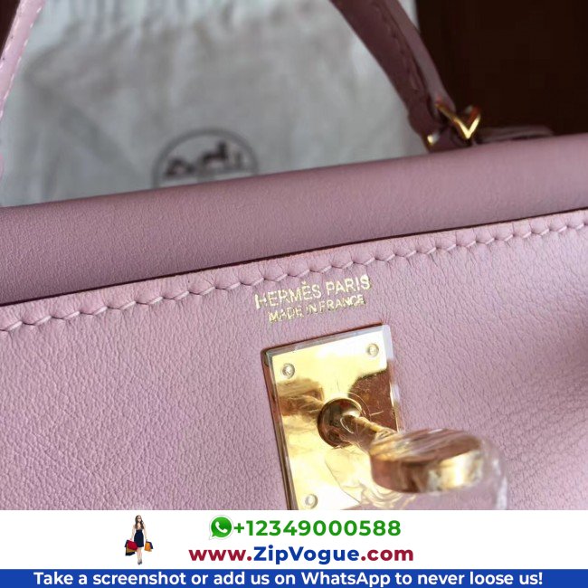 Hermes Rose Dragee Swift Kelly Mini II 20cm Lushentic AAAAA Grade Replica - Image 8