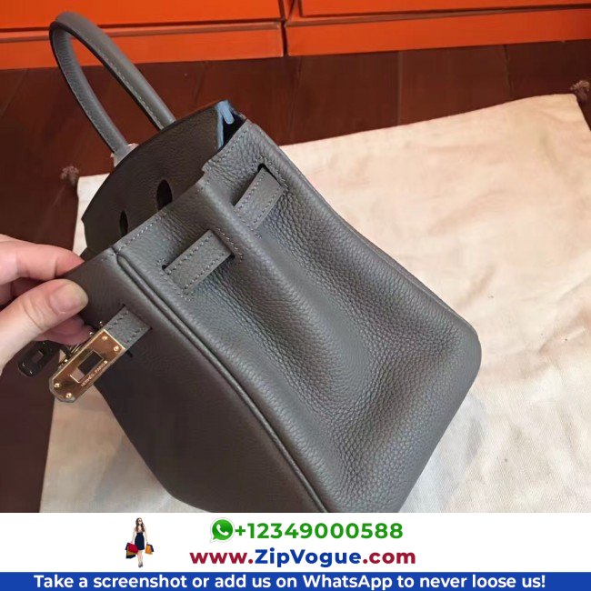 Hermes Vert Gris Clemence Birkin 25cm Lushentic AAAAA Grade Replica - Image 3