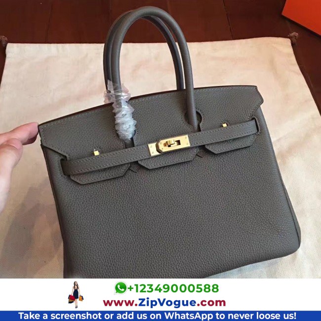 Hermes Vert Gris Clemence Birkin 25cm Lushentic AAAAA Grade Replica - Image 4