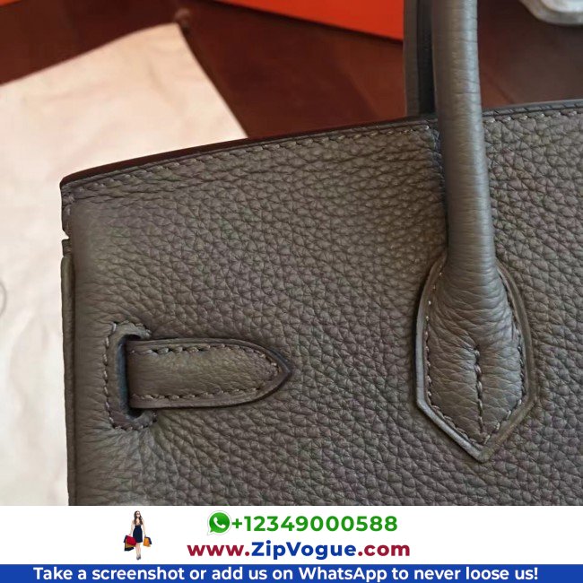 Hermes Vert Gris Clemence Birkin 25cm Lushentic AAAAA Grade Replica - Image 8