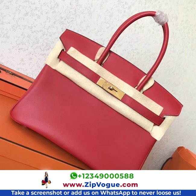 Hermes Red Swift Birkin 30cm Lushentic AAAAA Grade Replica