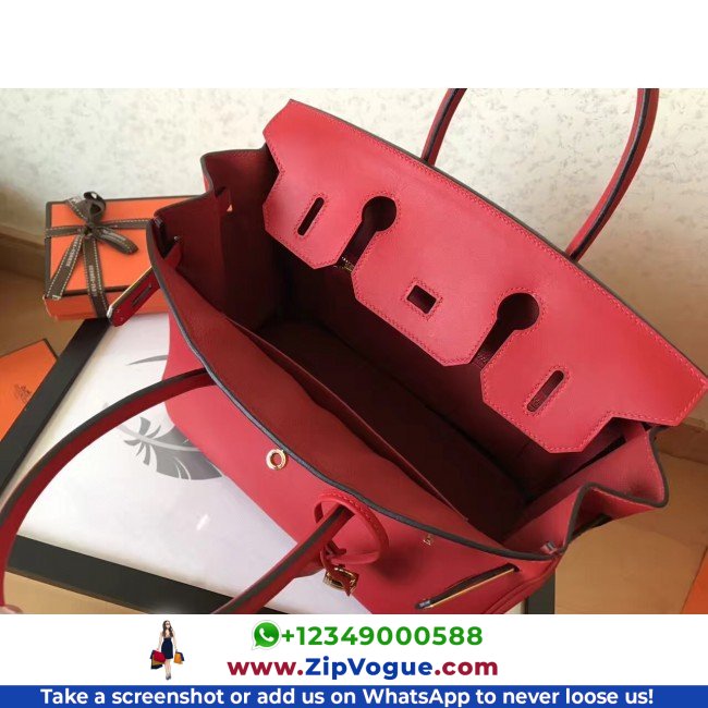 Hermes Red Swift Birkin 30cm Lushentic AAAAA Grade Replica - Image 4