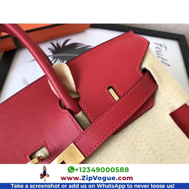 Hermes Red Swift Birkin 30cm Lushentic AAAAA Grade Replica - Image 8