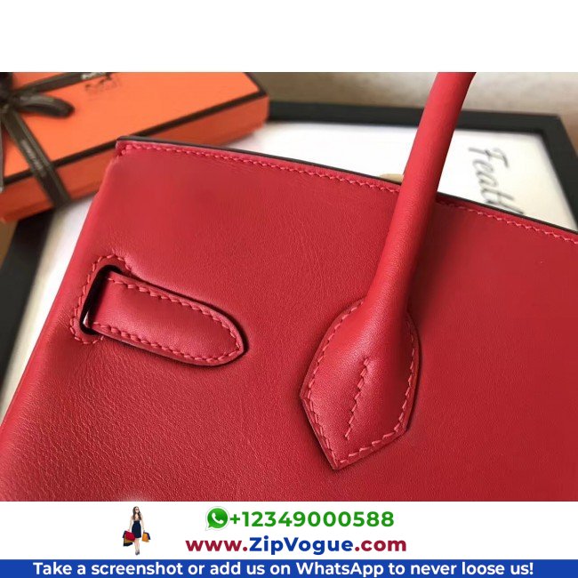 Hermes Red Swift Birkin 30cm Lushentic AAAAA Grade Replica - Image 9