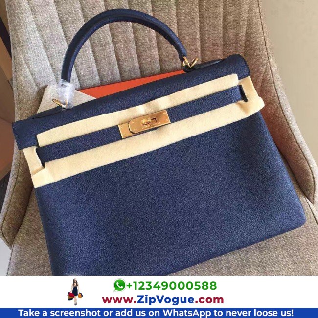 Hermes Sapphire Clemence Kelly Retourne 32cm Lushentic AAAAA Grade Replica - Image 5