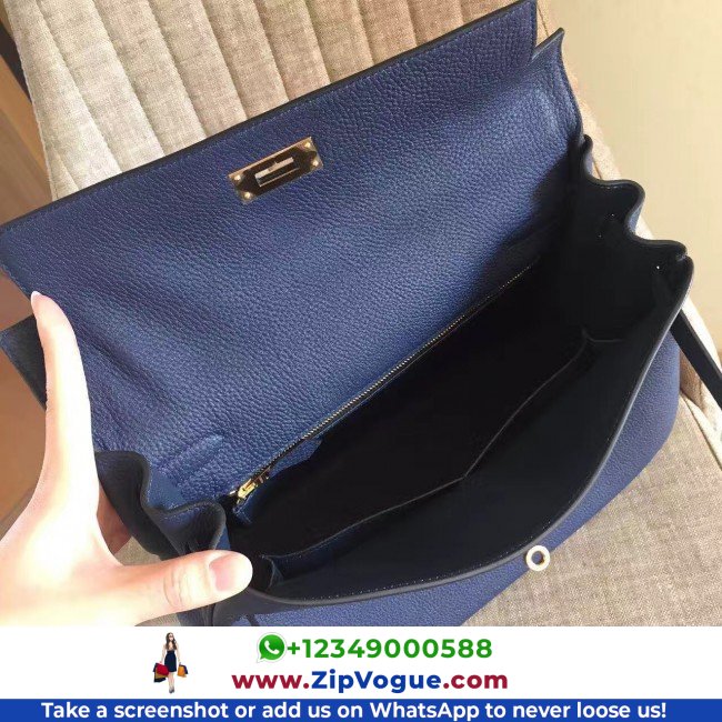Hermes Sapphire Clemence Kelly Retourne 32cm Lushentic AAAAA Grade Replica - Image 6