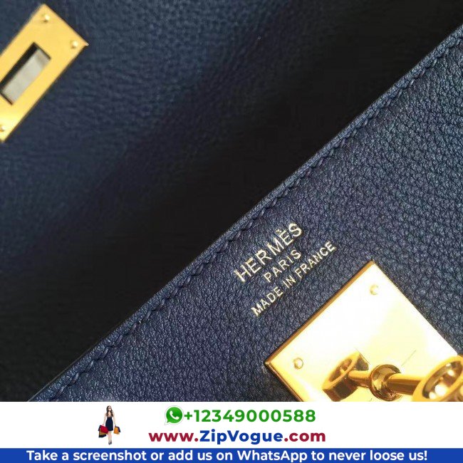 Hermes Sapphire Clemence Kelly Retourne 32cm Lushentic AAAAA Grade Replica - Image 7