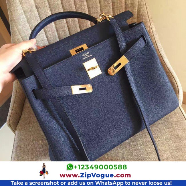 Hermes Sapphire Clemence Kelly Retourne 32cm Lushentic AAAAA Grade Replica - Image 8