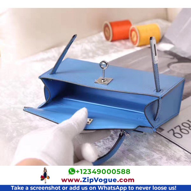 Hermes Celeste Epsom Kelly Mini II 20cm Lushentic AAAAA Grade Replica - Image 2