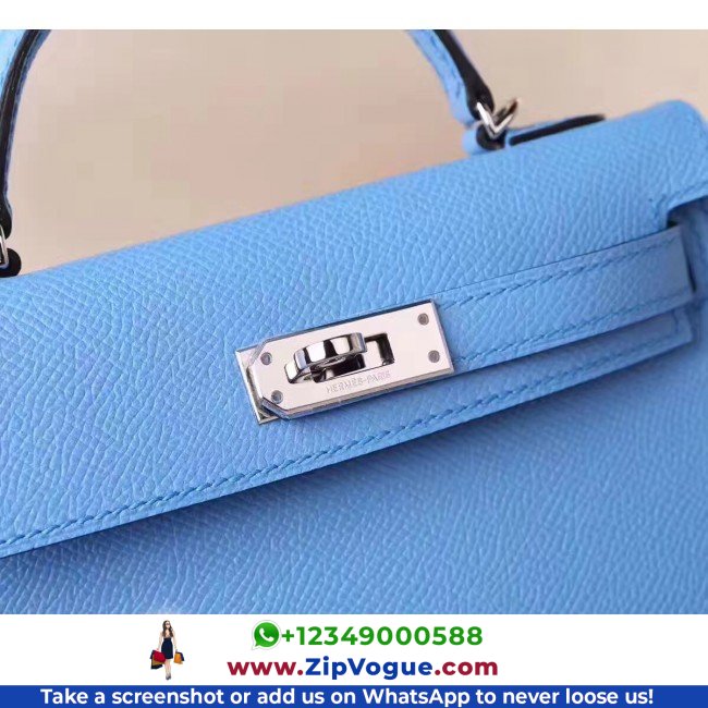 Hermes Celeste Epsom Kelly Mini II 20cm Lushentic AAAAA Grade Replica - Image 3