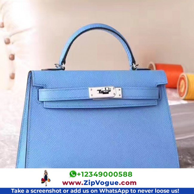Hermes Celeste Epsom Kelly Mini II 20cm Lushentic AAAAA Grade Replica