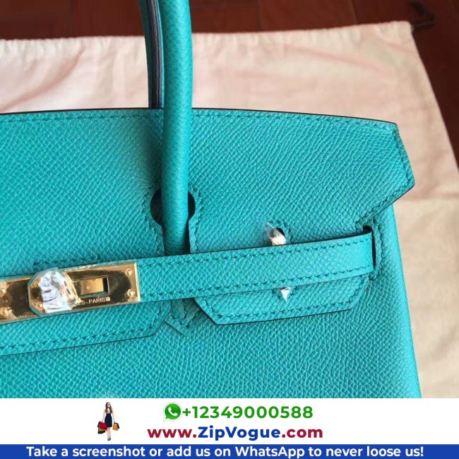 Hermes Blue Paon Epsom Birkin 25cm Lushentic AAAAA Grade Replica - Image 8