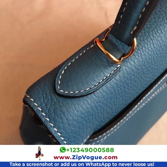 Hermes Blue Jean Clemence Kelly Retourne 32cm Lushentic AAAAA Grade Replica - Image 2