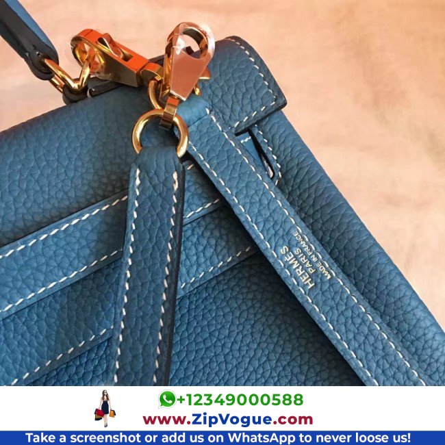 Hermes Blue Jean Clemence Kelly Retourne 32cm Lushentic AAAAA Grade Replica - Image 6