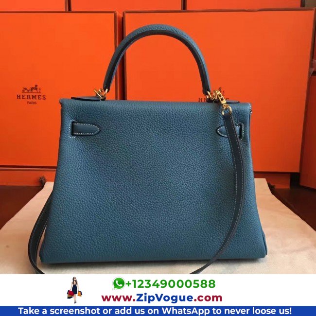 Hermes Blue Jean Clemence Kelly Retourne 32cm Lushentic AAAAA Grade Replica - Image 7