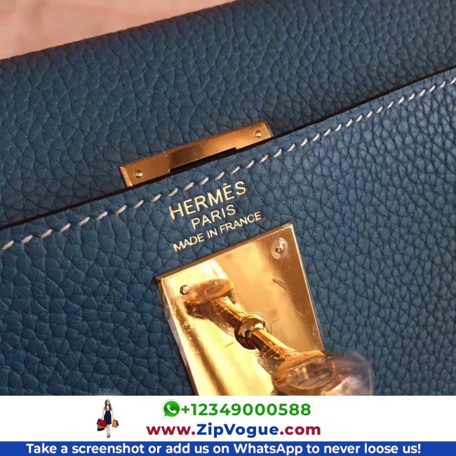 Hermes Blue Jean Clemence Kelly Retourne 32cm Lushentic AAAAA Grade Replica - Image 8