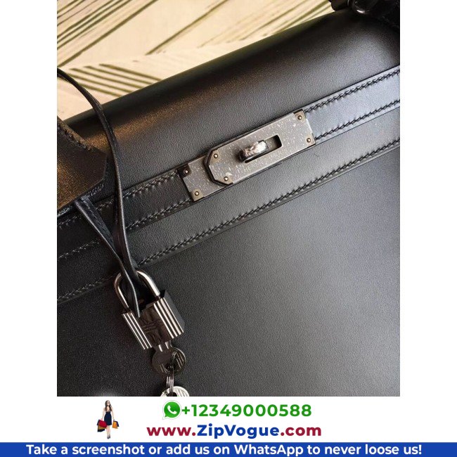 Hermes All Black Box Kelly 35cm Lushentic AAAAA Grade Replica - Image 4