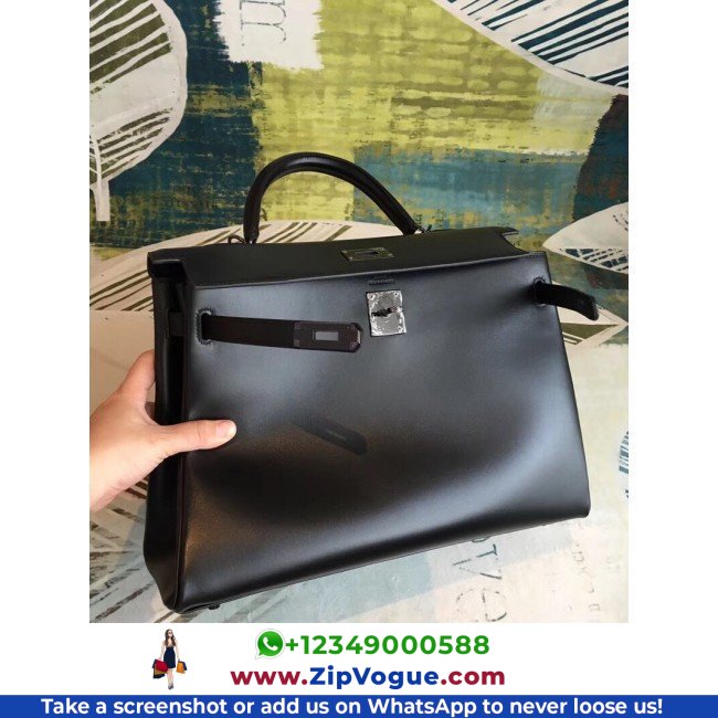 Hermes All Black Box Kelly 35cm Lushentic AAAAA Grade Replica - Image 5