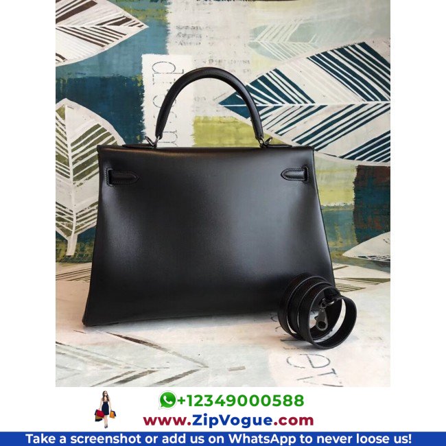 Hermes All Black Box Kelly 35cm Lushentic AAAAA Grade Replica - Image 6