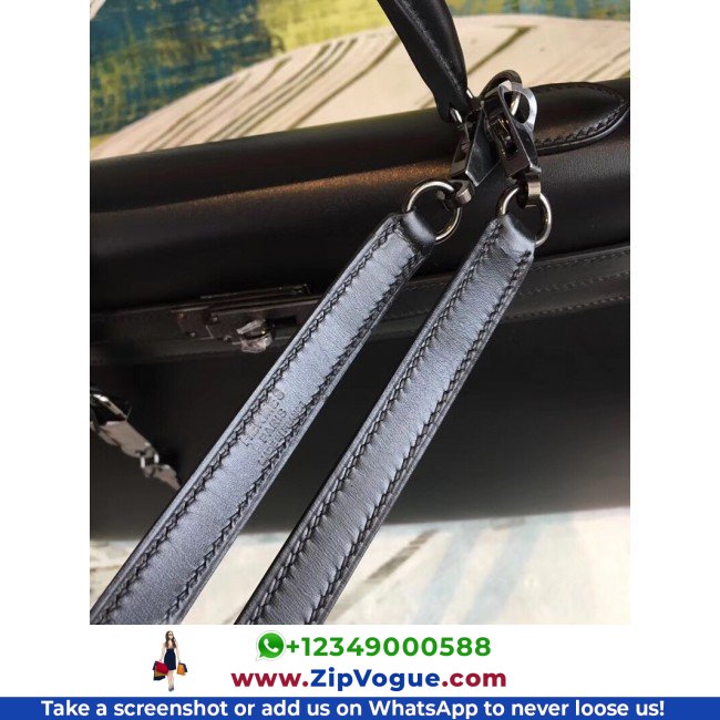 Hermes All Black Box Kelly 35cm Lushentic AAAAA Grade Replica - Image 8