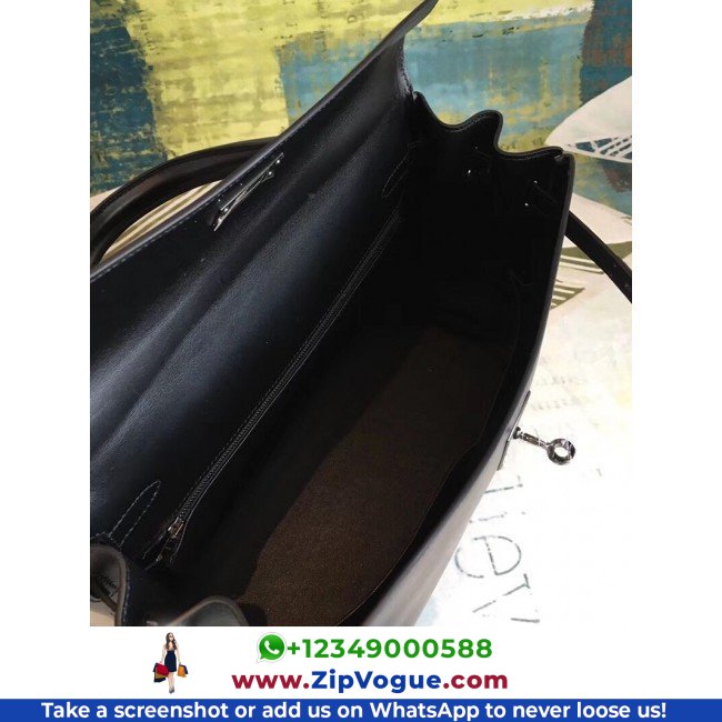 Hermes All Black Box Kelly 35cm Lushentic AAAAA Grade Replica - Image 9