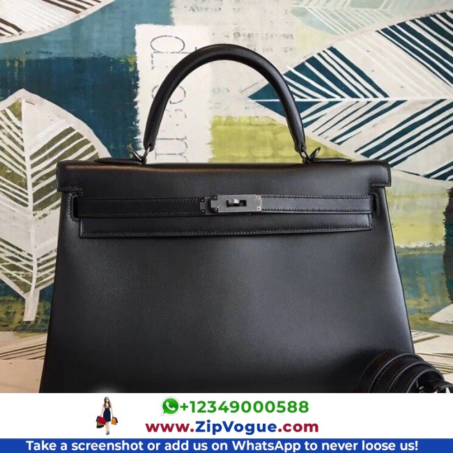 Hermes All Black Box Kelly 35cm Lushentic AAAAA Grade Replica - Image 2