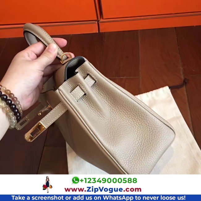 Hermes Grey Clemence Kelly 25cm Lushentic AAAAA Grade Replica - Image 2