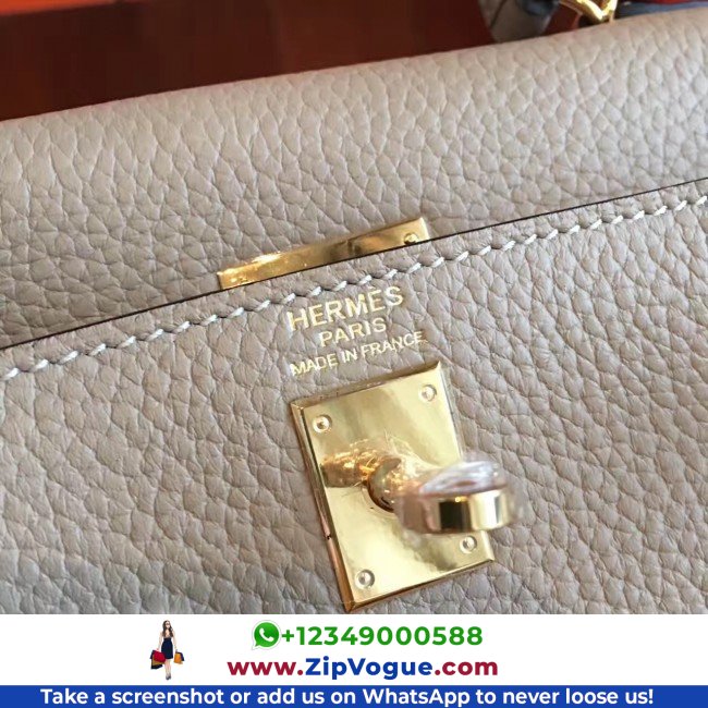 Hermes Grey Clemence Kelly 25cm Lushentic AAAAA Grade Replica - Image 3