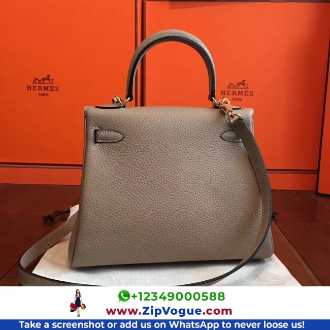 Hermes Grey Clemence Kelly 25cm Lushentic AAAAA Grade Replica - Image 4