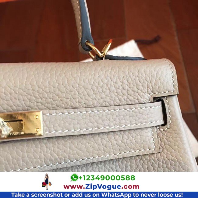 Hermes Grey Clemence Kelly 25cm Lushentic AAAAA Grade Replica - Image 5
