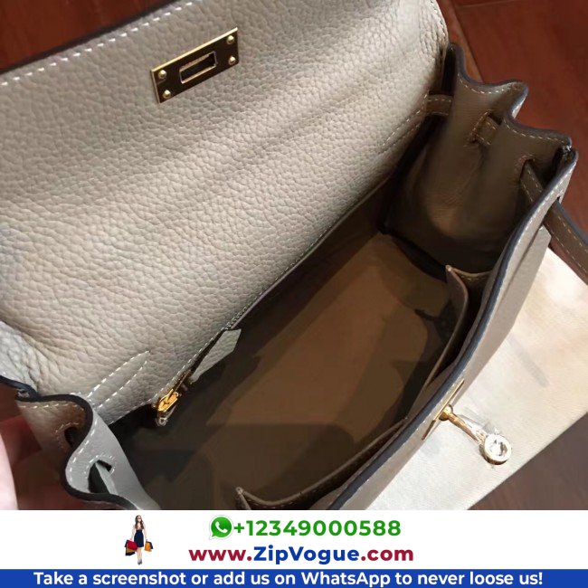 Hermes Grey Clemence Kelly 25cm Lushentic AAAAA Grade Replica - Image 7