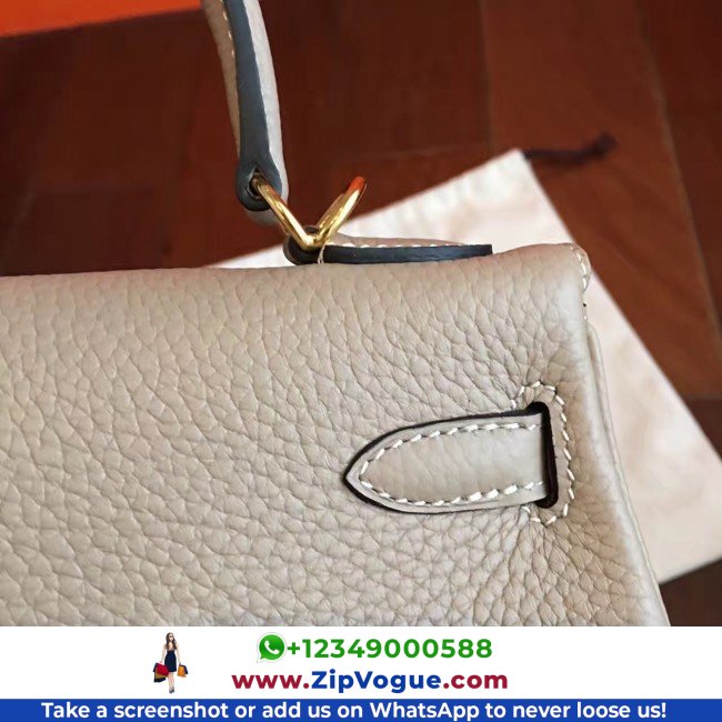 Hermes Grey Clemence Kelly 25cm Lushentic AAAAA Grade Replica - Image 8