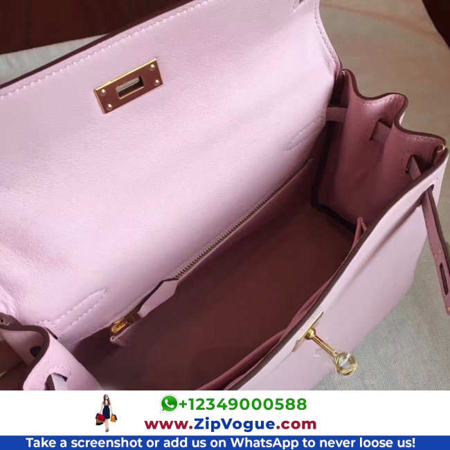 Hermes Rose Dragee Swift Kelly Retourne 28cm Lushentic AAAAA Grade Replica - Image 6