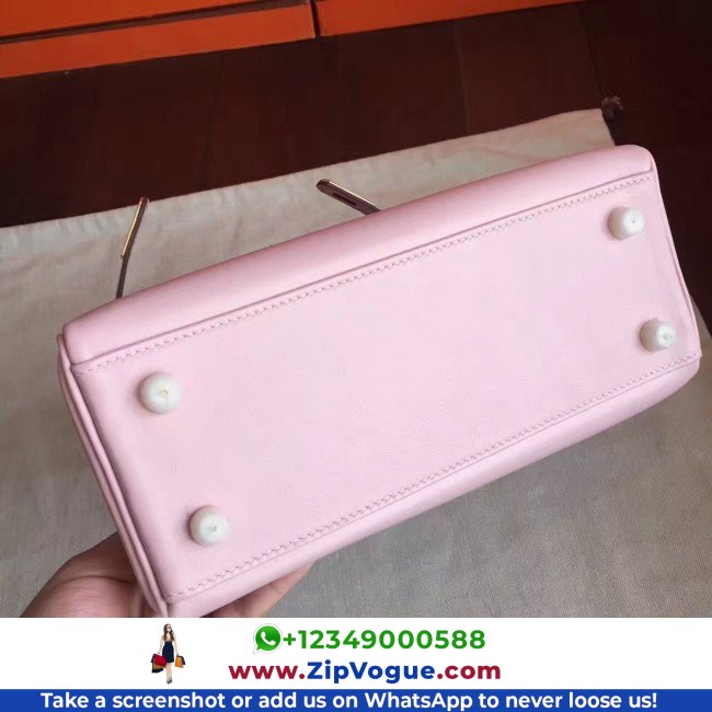 Hermes Rose Dragee Swift Kelly Retourne 28cm Lushentic AAAAA Grade Replica - Image 8