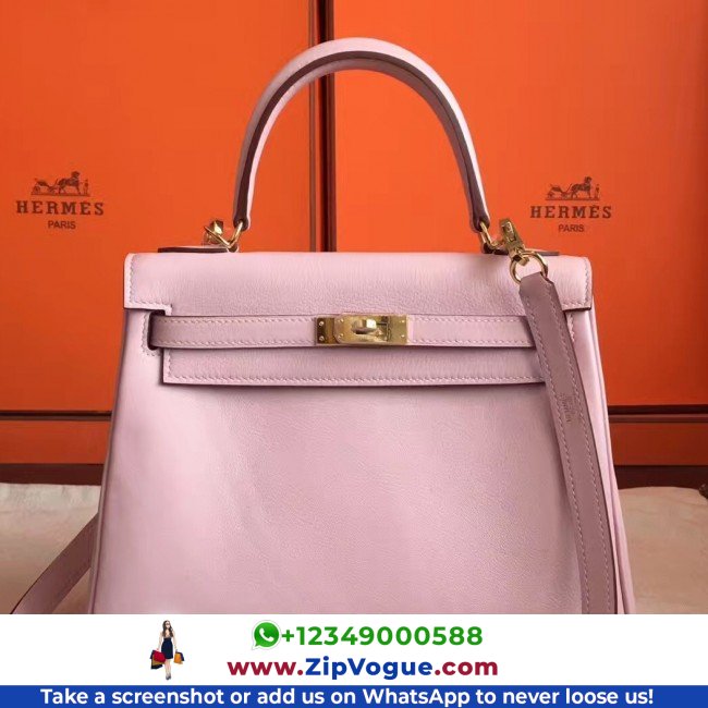 Hermes Rose Dragee Swift Kelly Retourne 28cm Lushentic AAAAA Grade Replica