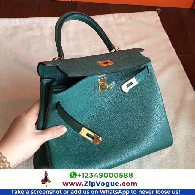 Hermes Malachite Clemence Kelly 25cm Retourne Lushentic AAAAA Grade Replica - Image 3