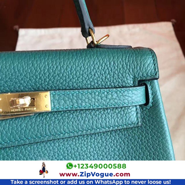 Hermes Malachite Clemence Kelly 25cm Retourne Lushentic AAAAA Grade Replica - Image 7