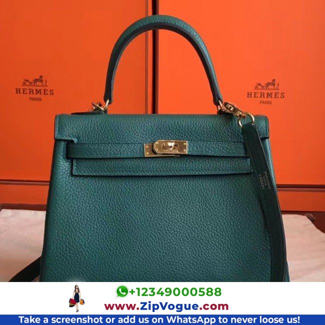 Hermes Malachite Clemence Kelly 25cm Retourne Lushentic AAAAA Grade Replica