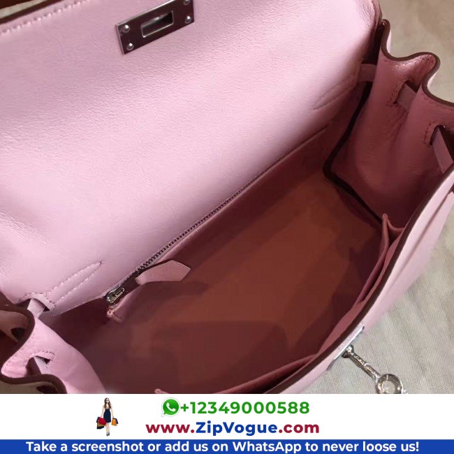 Hermes Rose Dragee Swift Kelly 25cm Retourne Lushentic AAAAA Grade Replica - Image 4