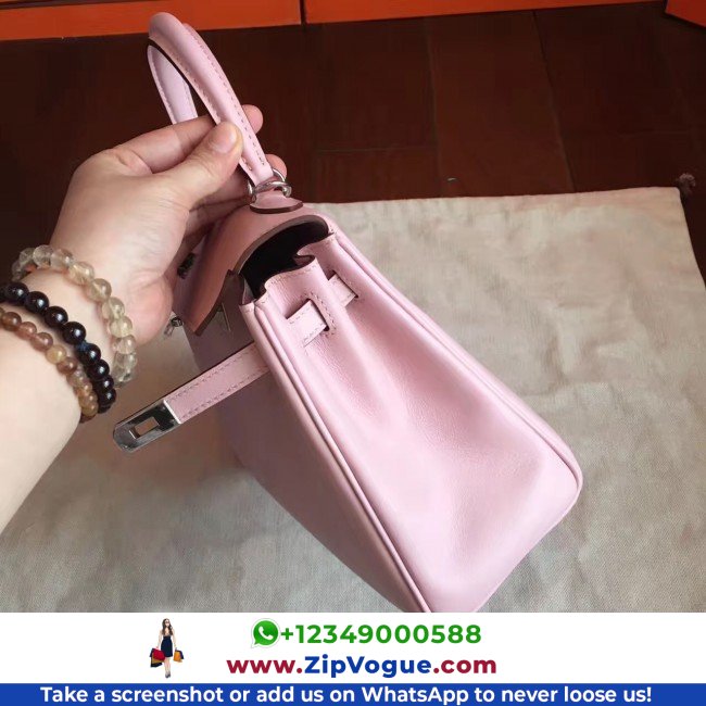 Hermes Rose Dragee Swift Kelly 25cm Retourne Lushentic AAAAA Grade Replica - Image 6