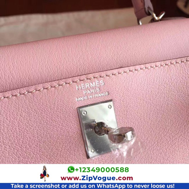 Hermes Rose Dragee Swift Kelly 25cm Retourne Lushentic AAAAA Grade Replica - Image 8
