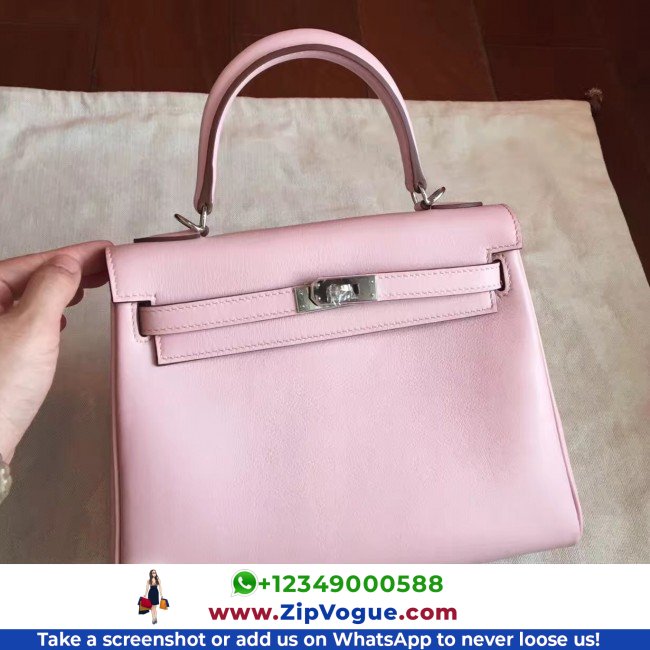 Hermes Rose Dragee Swift Kelly 25cm Retourne Lushentic AAAAA Grade Replica