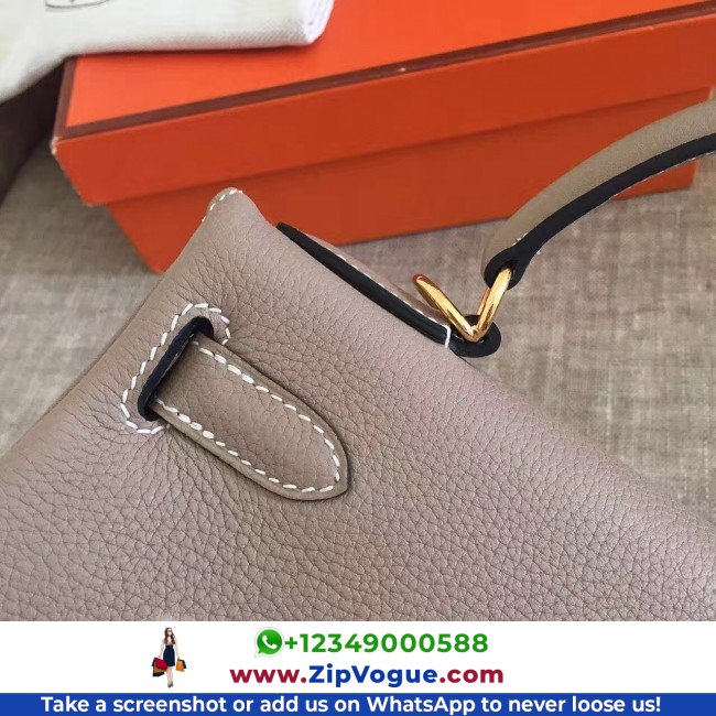 Hermes Grey Clemence Kelly Retourne 28cm Lushentic AAAAA Grade Replica - Image 3